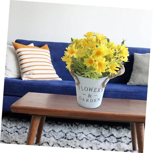 Miniatura 7 de ARTIBETTER 1 pieza de margarita de hierro con cuerda de hierro para decoración de mesa para Salas de Casa falsa margarita bonsái amarillo flores