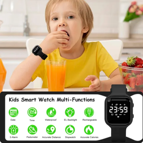 Miniatura 4 de GOLDEN HOUR Relojes deportivos digitales para niños con rastreador de fitness, reloj despertador, cronómetro, sin aplicación, regalos de cumpleaños