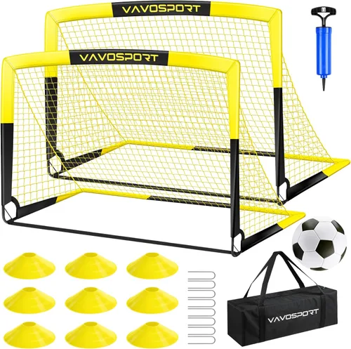 Miniatura 14 de Juego de porterías de fútbol para niños para patio trasero – 2 de 4 x 3 pies, equipo portátil de entrenamiento de portería de fútbol, red de fútbol