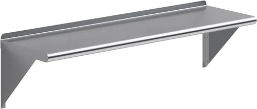 AmGood Estante de pared de acero inoxidable de 48 pulgadas de largo x 14 pulgadas de profundidad | Certificado NSF | Estantería de metal para