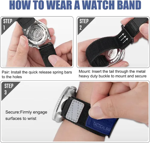 Miniatura 5 de Ritche Correa de reloj deportiva de nailon para hombres y mujeres, correa de repuesto de liberación rápida de 0.787 pulgadas y 0.866 pulgadas
