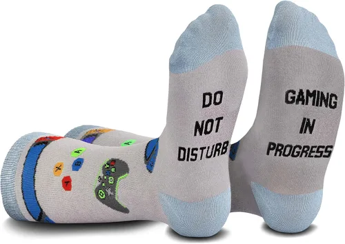 Miniatura 97 de AGRIMONY Calcetines divertidos con texto en inglés «Do Not Disturb Gaming» para hombres, mujeres, adolescentes, niños, Pascua, padres, cumpleaños