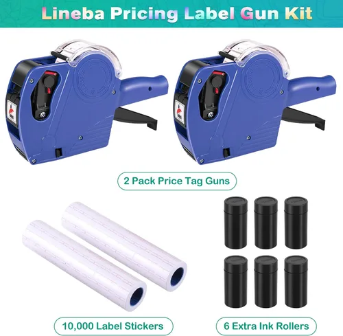 Miniatura 3 de Pistola de etiquetas de precio MX5500, 2 paquetes de pistolas de precios con 10,000 etiquetas y 6 rodillos de tinta, kit de pistola de etiquetas