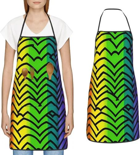 Miniatura 11 de Delantal impermeable ajustable babero con 2 bolsillos verde naturaleza delantales de cocina para mujeres y hombres, baberos de chef para hornear