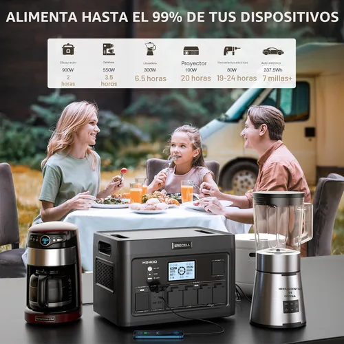 Miniatura 2 de Estación de energía portátil de 2400 W, 1843 Wh, generador solar LiFePO4, UPS para el hogar, batería de reserva de energía con 4 salidas de CA