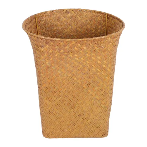 Alipis Cesta decorativa de almacenamiento tejida con paja de 11.14 pulgadas, organizador multiusos de papel usado para baño, dormitorio, cocina,