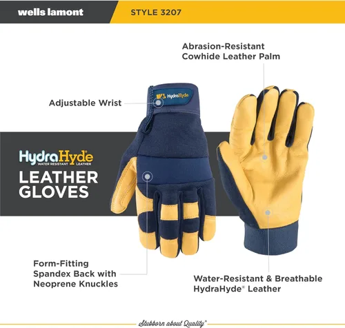 Miniatura 3 de Wells Lamont Men's Leather Palm Work Gloves Azul