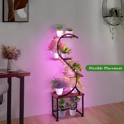 Miniatura 4 de Soporte para plantas de interior con luces de crecimiento, sin cables visibles, estante para plantas de 43 pulgadas de alto para interiores