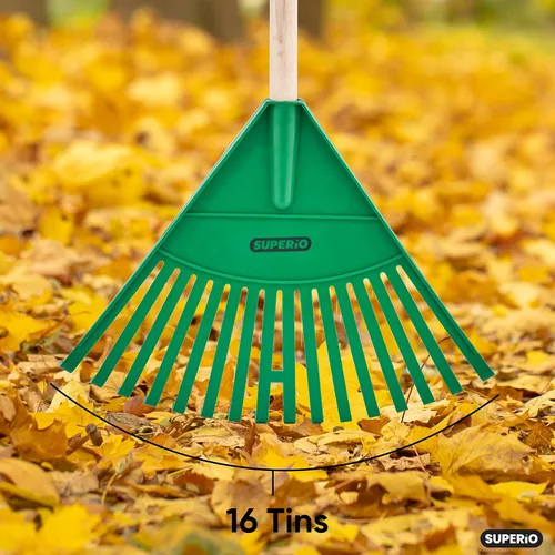 Miniatura 3 de Superio Rastrillo para niños con mango de madera dura, herramientas de jardinería y cuidado del césped para niños, barrer hojas y ordenar el jardín