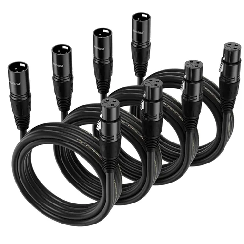Miniatura 7 de Cable XLR de 1.5 pies, 6 unidades, cables de micrófono, cable de altavoz de micrófono equilibrado de alta calidad con cable XLR macho a hembra DMX