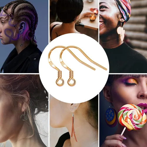Miniatura 5 de Ganchos para aretes de oro rosa, kit de 240 piezas de fabricación de aretes con ganchos hipoalergénicos para las orejas, anillos de salto y parte