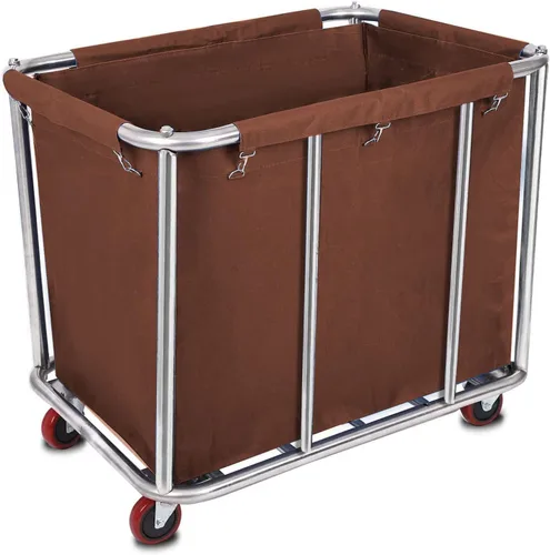 Miniatura 10 de 12 Bushels - Carrito de lavandería para comercial/hogar, cesta de lavandería grande de acero inoxidable con ruedas, para hotel, escuela, lavandería
