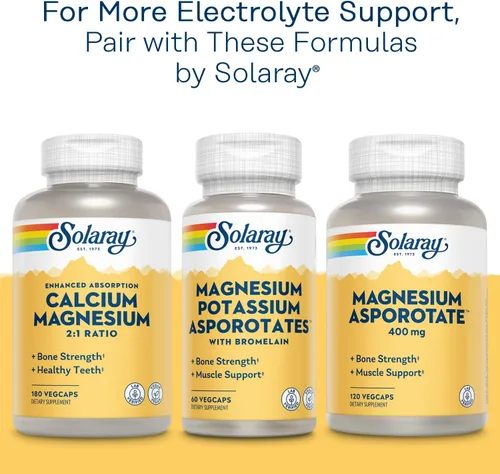 Miniatura 6 de Solaray Suplemento quelatado de asporotato de potasio, equilibrio electrolítico y apoyo para la salud cardíaca, 100 porciones, 100 cápsulas