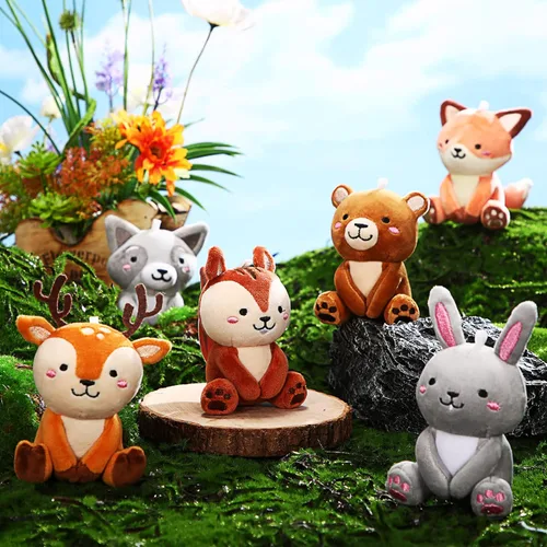 Miniatura 5 de Aoriher 6 piezas de mini animales del bosque, regalo de 4 pulgadas, lindo oso, conejo, ardilla, mapache, llavero de peluche para ducha, fiesta