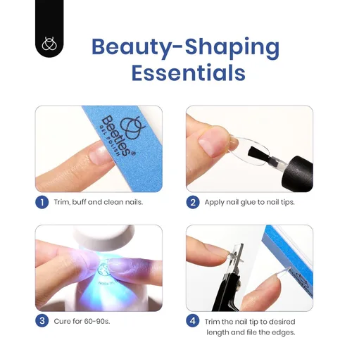 Miniatura 7 de Kit de uñas de gel Beetles Short Almond, set de 240 piezas de extensión de uñas fácil con puntas transparentes en forma de almendra, pegamento