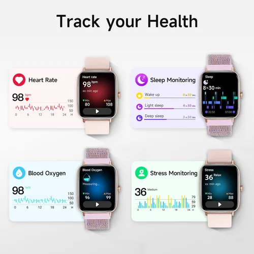 Miniatura 3 de Reloj inteligente para mujer, reloj inteligente HD de 1.85 pulgadas, compatible con iPhone/Samsung/Android (respuesta/hacer llamadas), más de 100
