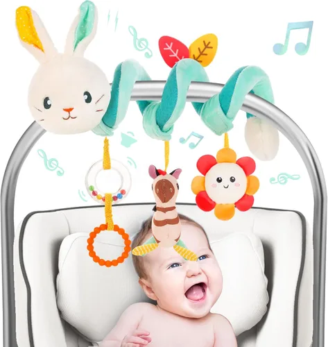 Miniatura 9 de FATI Juguetes de Asiento de Coche para Bebés de 0-6 Meses, Juguete Espiral en Blanco y Negro de Alto Contraste para Asiento de Coche para Infantes