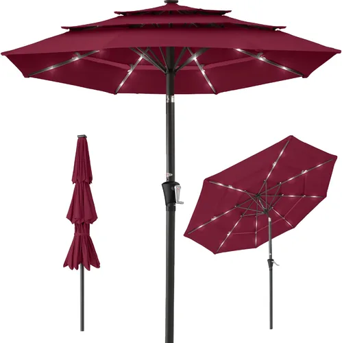 Miniatura 15 de Best Choice Products - Sombrilla solar de 10 pies de 3 niveles para patio, sombrilla de sol para exteriores, mercado, patio trasero, terraza, junto