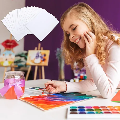 Miniatura 3 de TecUnite 60 hojas de papel de acuarela, arte a granel, blanco prensado en frío, papel de pintura para dibujar acuarelista artista