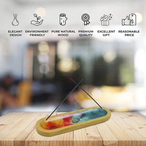 Miniatura 2 de AAKRITI - Soporte de madera para incienso Exclusivo diseño multitarea 2 en 1 Natural y 100% ecológico Perfecto para inauguración de la casa