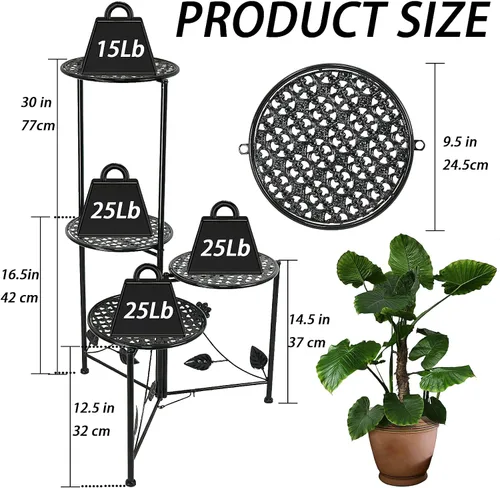 Miniatura 2 de NAKUPE Soporte para plantas de interior y exterior, 3/4 niveles de 30 pulgadas de alto, estantes portamacetas de metal para múltiples plantas