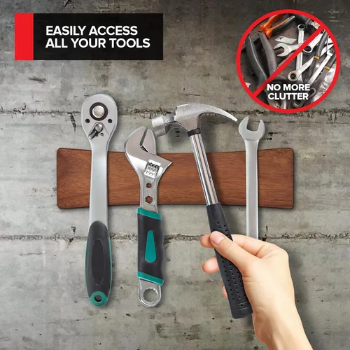 Miniatura 6 de Portatuchillos magnético de madera de acacia de 10 pulgadas con uso multiusos, soportes magnéticos para cuchillos de cocina, portacuchillos