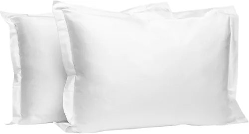 Miniatura 79 de Pizuna Juego de 2 fundas de almohada de 100 % algodón puro, tamaño estándar, color blanco, lujosas fundas de almohada de 400 hilos de satén