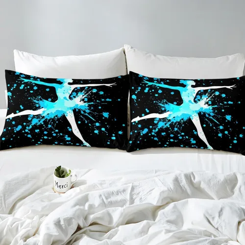 Miniatura 5 de Erosebridal Juego de ropa de cama de gimnasia para niñas, niños, adolescentes, teñido anudado azul, tamaño matrimonial, funda de edredón