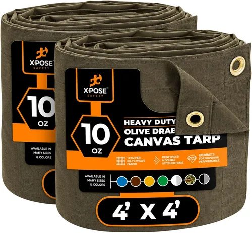 Miniatura 45 de Xpose Safety Lona de Lona - Lonas de Lona Verde de 10oz Resistentes al Agua con Ojales de Latón - Lona Multiusos para Exteriores para Campamento