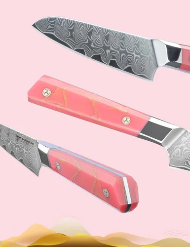 Miniatura 3 de Cuchillo de Utilidad de Cocina de 5 Pulgadas, Cuchillo de Chef Profesional de Cocina, Acero en Polvo de Damasco Ultra Afilado con Mango de Resina