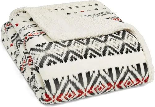 Eddie Bauer - Manta de tamaño twin, manta de cama de felpa ultrasuave con reverso de borrego sintético, ropa de cama de gran tamaño para sofá o cama
