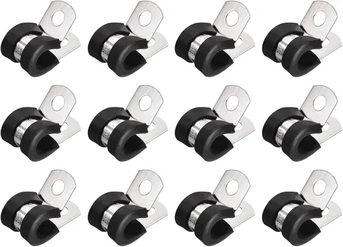 Miniatura 41 de uxcell Abrazadera de cable de 1/2 pulgada (0.472 in) de acero inoxidable 304 Abrazadera aislada acolchada de goma de acero inoxidable en forma de R
