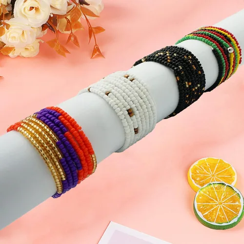 Miniatura 2 de 4 cuentas de cintura africana hechas a mano de 50 pulgadas para mujer, no elásticas (corbata)