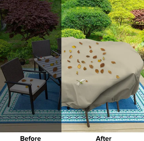 Miniatura 5 de Fundas para muebles de patio, impermeables, resistentes a los rayos UV, resistentes a los rayos UV, para exteriores, mesa redonda y rectangular
