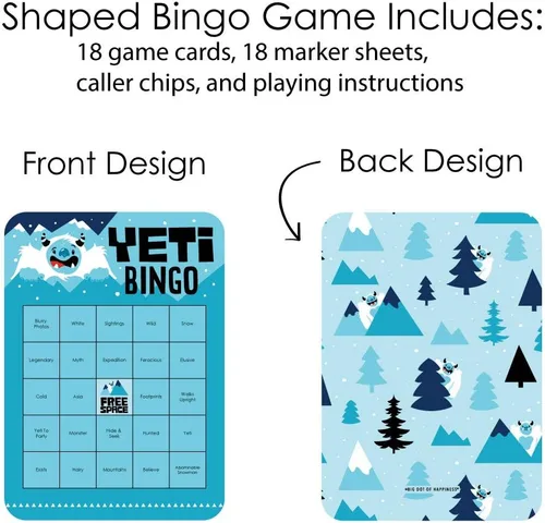 Miniatura 3 de Big Dot of Happiness Yeti to Party - Tarjetas de bingo y marcadores - Abominable Muñeco de nieve para fiesta o fiesta de cumpleaños - Juego de 18