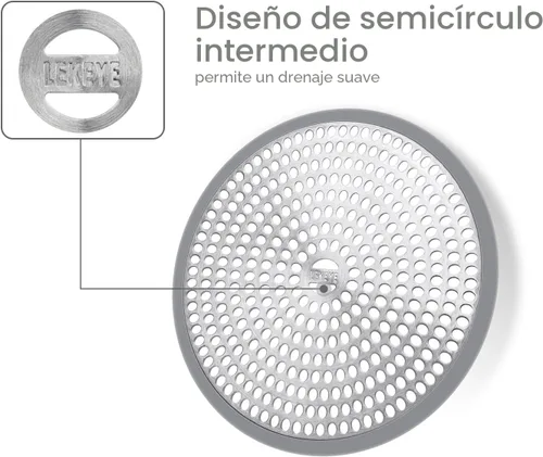 Miniatura 6 de LEKEYE fácil de limpiar regadera drenaje visualización/pelo Catcher/strainer-steel & silicona, Stainless Gris