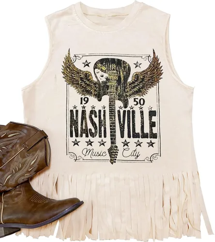 iliheyov Nashville - Camiseta sin mangas para mujer, diseño de festival de música country, estampado gráfico, sin mangas, Nash Music