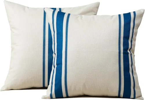 Miniatura 8 de OTOSTAR Paquete de 2 fundas de almohada para exteriores de 18 x 18 pulgadas, impermeables, decorativas, cuadradas, geométricas, para sofá, patio