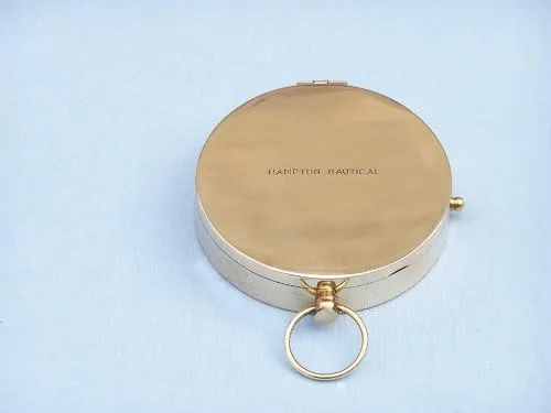 Miniatura 4 de Brújula Hampton Nautical de latón macizo, de caballeros, con caja de palisandro, de 4 pulgadas