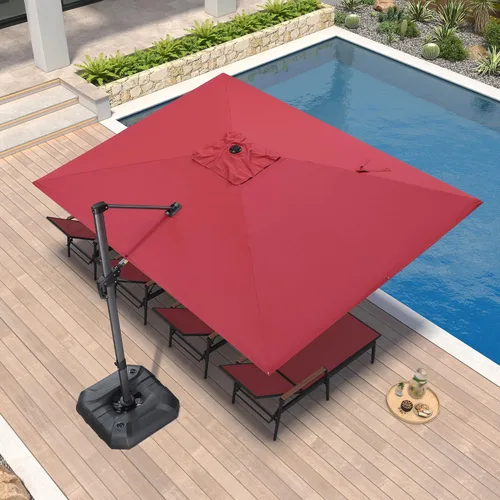Miniatura 87 de PURPLE LEAF Sombrilla de Patio de 8 Pies para Exteriores Sombrilla Cantilever Cuadrada de Aluminio Sombrilla Offset con Rotación de 360 Grados