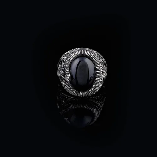 Miniatura 2 de Mens Handmade Ring, Black Onyx Men's Ring, Snake Ring, Black Onyx Ring Sterling Silver, Mens Onyx Snake Ring, Gift for Boyfriend