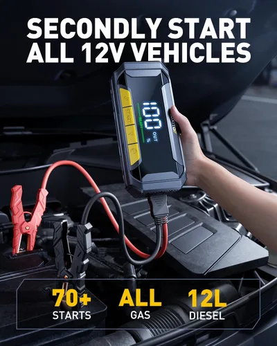 Miniatura 2 de AUXITO 8000A Arrancador de Batería de Coche con Función de Fuerza de Impulso Caja de Arranque 60W Carga Rápida 160W Salida DC Arrancador Portátil