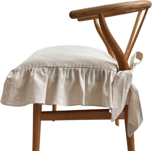 Miniatura 11 de Funda para Cojín de Silla Coreana 44 x 44 cm, con Lazos y Volantes, Decoración de Granja, Solo Fundas, Regalo para Mamá (Beige Sólido)