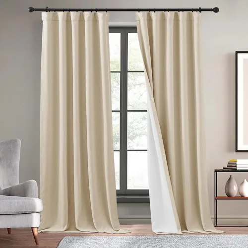 Miniatura 10 de KGORGE Cortinas de lino sintético azul de 120 pulgadas de largo, cortinas opacas naturales de lino para oscurecer la privacidad, tratamiento