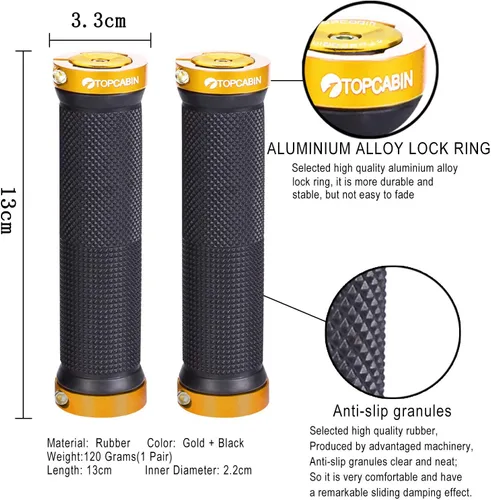 Miniatura 4 de TOPCABIN - Puños de manillar de bicicleta de doble bloqueo - Puños de goma cómodos para BMX y bicicleta de montaña