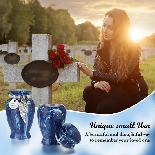 Miniatura 7 de Dletay Urnas pequeñas para cenizas humanas, recuerdo de 2.85 pulgadas, mini urna de cremación conmemorativa para mujeres y hombres, urnas funerarias