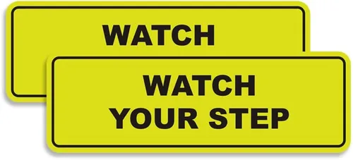 Miniatura 11 de Signs ByLITA Letrero estándar para pared o puerta con texto en inglés «Watch Your Step», señalización de salud y seguridad (negro), mediano