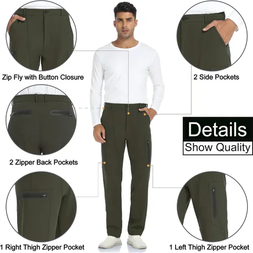 Miniatura 2 de sherelie Men's Snow Ski Pants Fleece Lined Hiking Pants Softshell Water-Resistant Cargo Pants