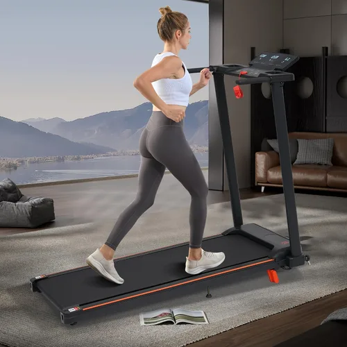 Miniatura 9 de Cinta de correr con inclinación, Merax - Cintas de correr portátiles para el hogar pequeño, caminadora eléctrica con barra de mango, almohadilla
