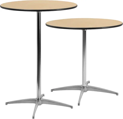 Miniatura 12 de Mesa de cóctel Flash Furniture redonda de madera con columnas de 30 y 42 pulgadas, Negro